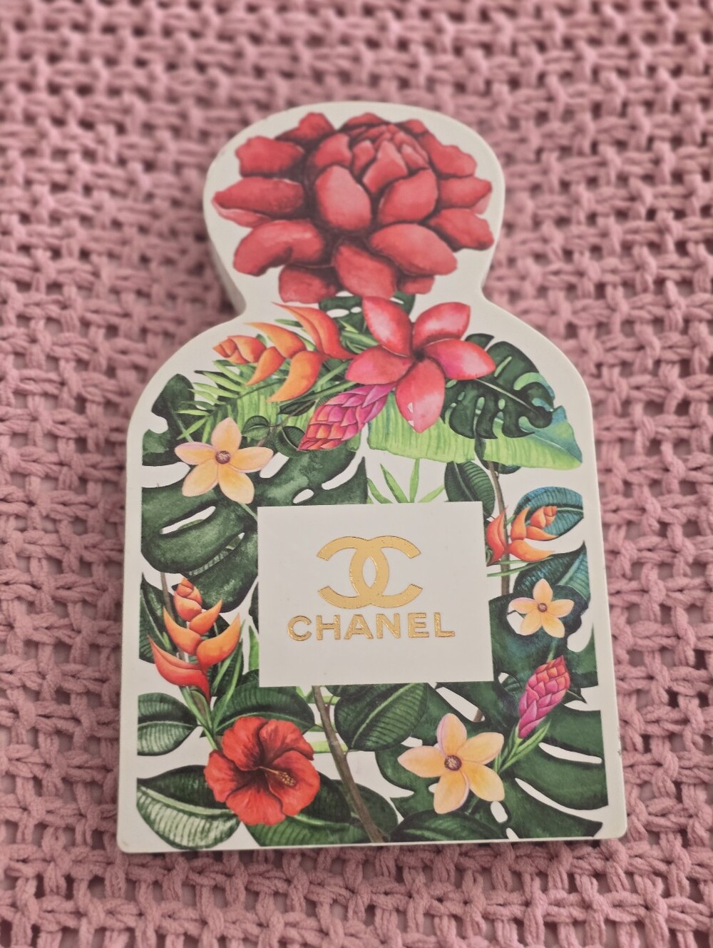 Tropical Floral Box with Gold Logo - Red, Pink, Green